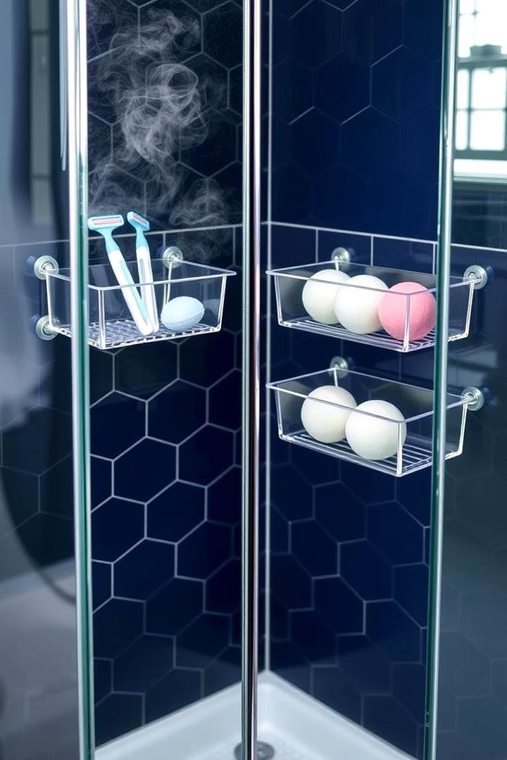 Suction Mounted Baskets for Easy Access - 30 Shower Storage Ideas