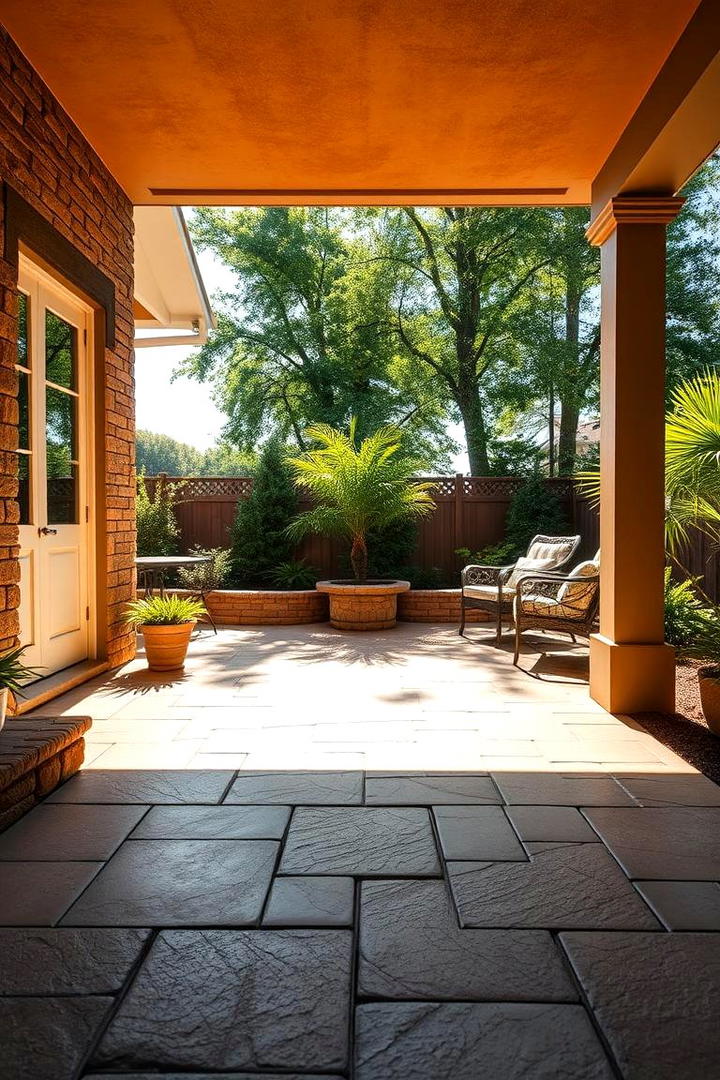 Sun Drenched Retreat - 21 Stamped Concrete Patio Ideas