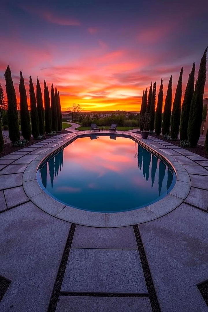 Sunset Reflection Path - 30 Concrete Pavers Around Pool Ideas