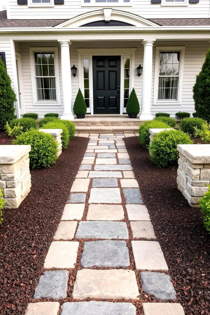 Symmetrical Stone Patterns - 21 Front Yard Landscaping Ideas With Rocks and Mulch