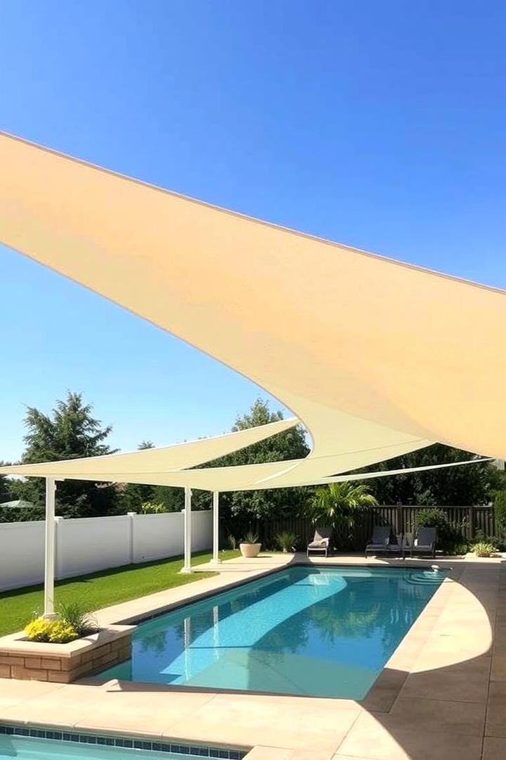 Tensioned Fabric Shade Sails - 17 Pool Shade Ideas