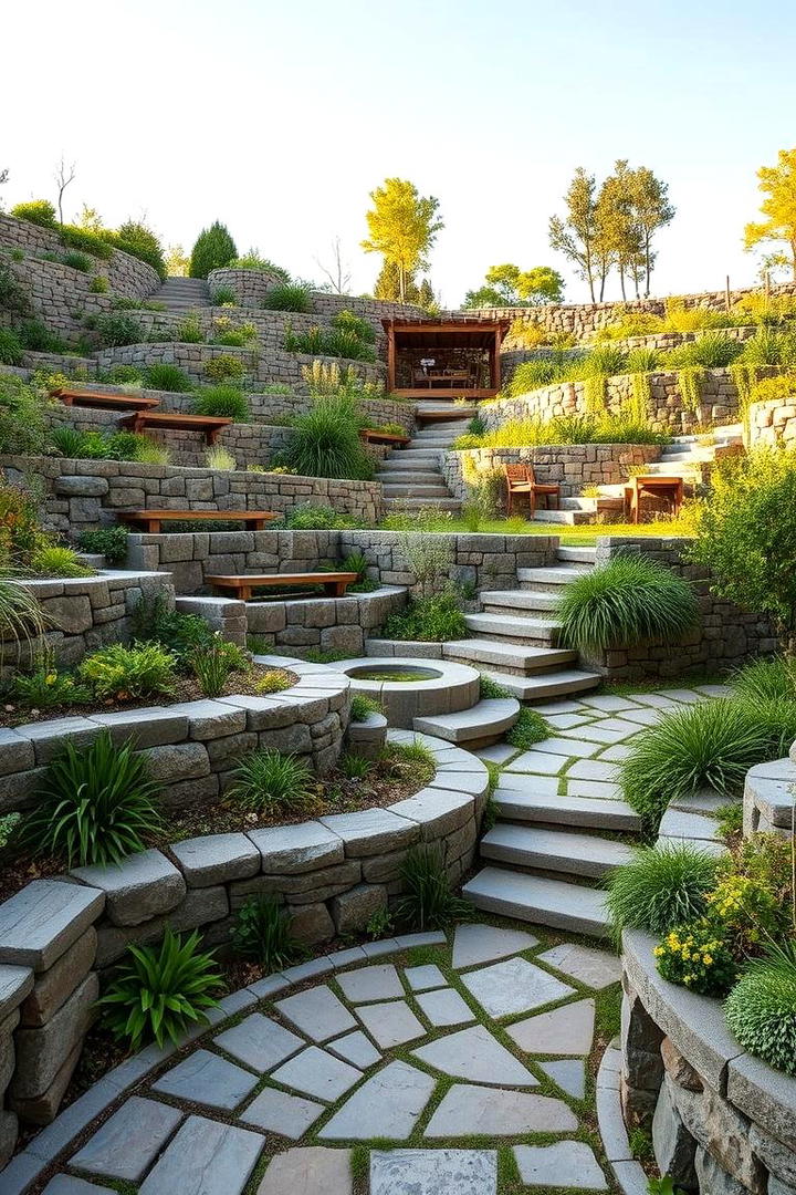 Terraced Retreat Garden - 30 Sloped Garden Ideas