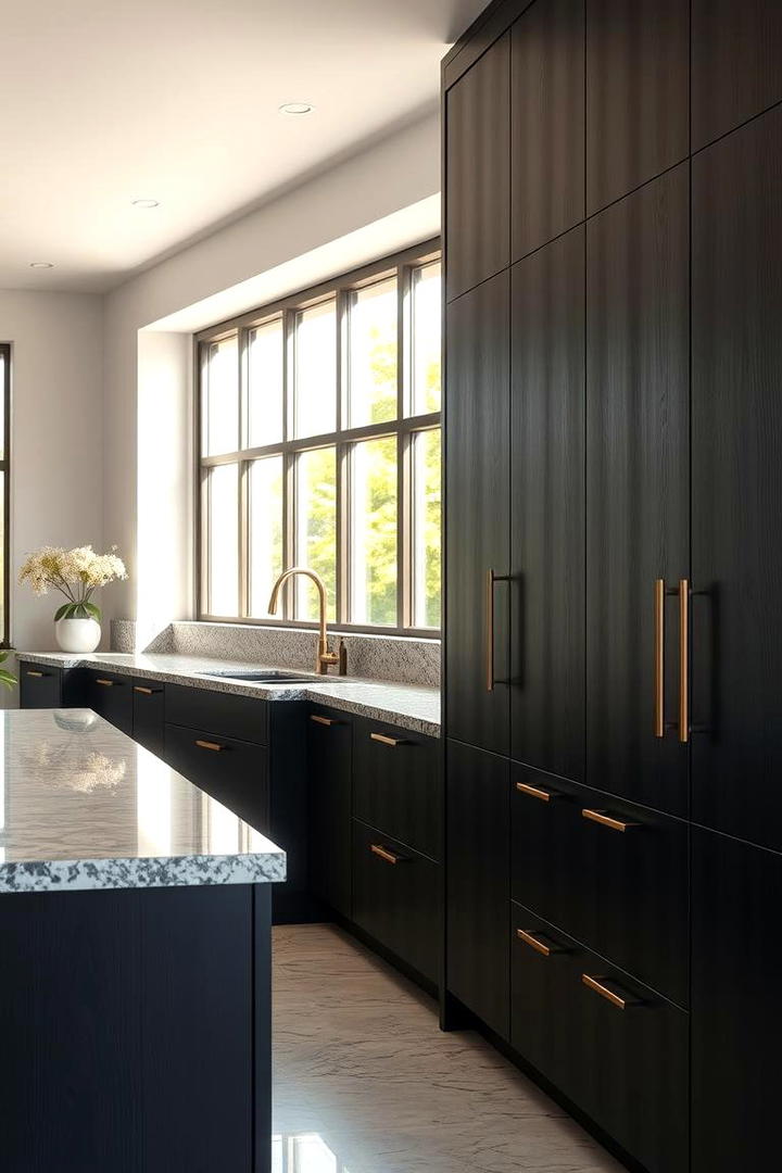 Textured Black Laminates - 30 Black Kitchen Cabinet Ideas