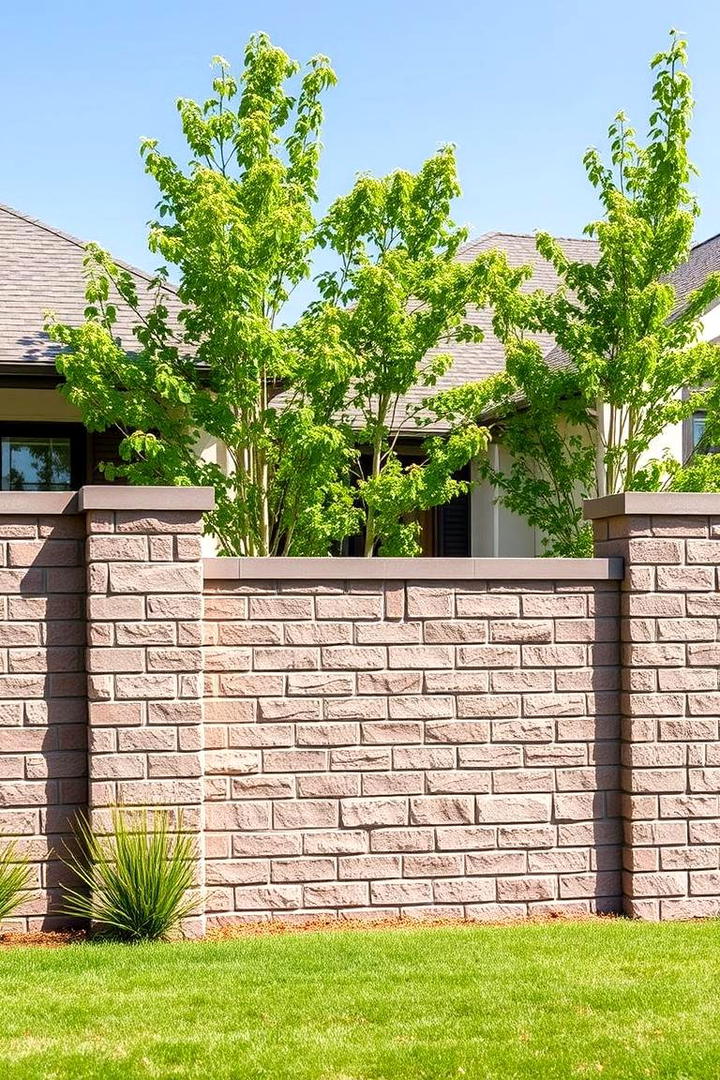 Textured Brick Veneer Fence - 21 Front Yard Fence Ideas