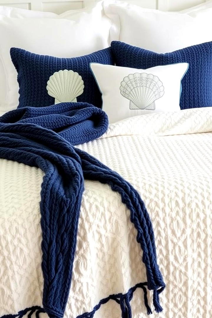 Textured Coastal Bedding - 21 Coastal Bedroom Ideas