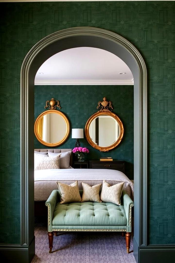 Textured Dark Green Wallpaper - 21 Dark Green Bedroom Ideas