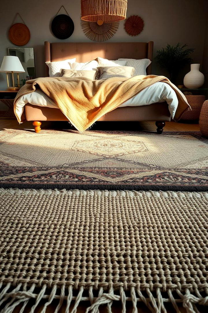 Textured Layered Look - 30 bedroom rug ideas