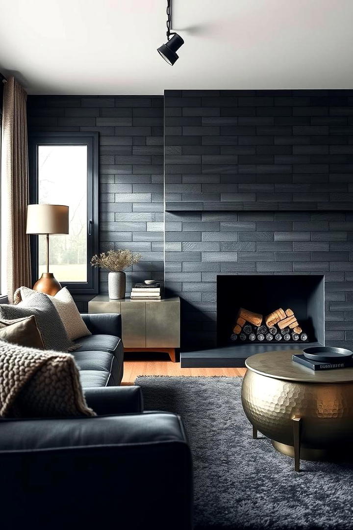 Textured Layering Effect - 21 Black Shiplap Fireplace Ideas