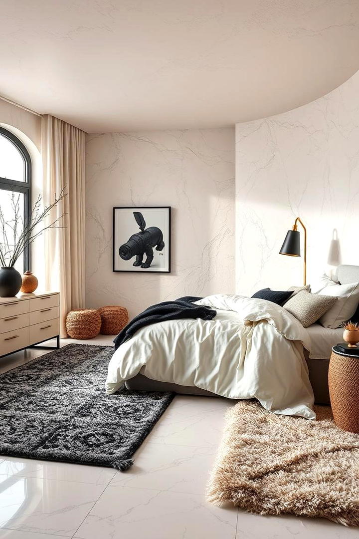 Textured Layers for Depth and Warmth - 21 Cream and Black Bedroom Ideas