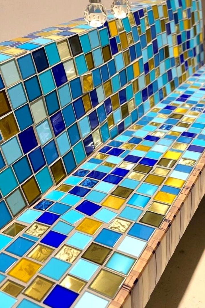 Textured Mosaic Bench - 30 Shower Bench Ideas