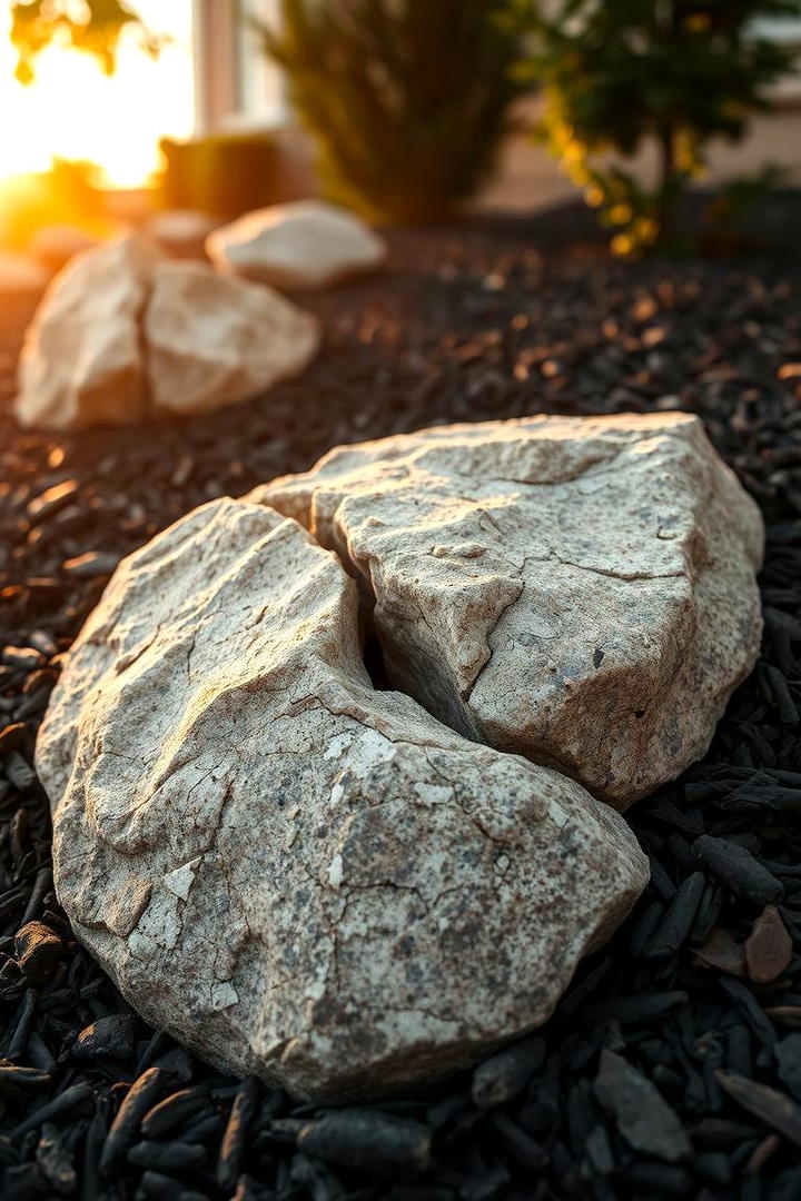 Textured Rock Accents - 21 Front Yard Landscaping Ideas With Rocks and Mulch