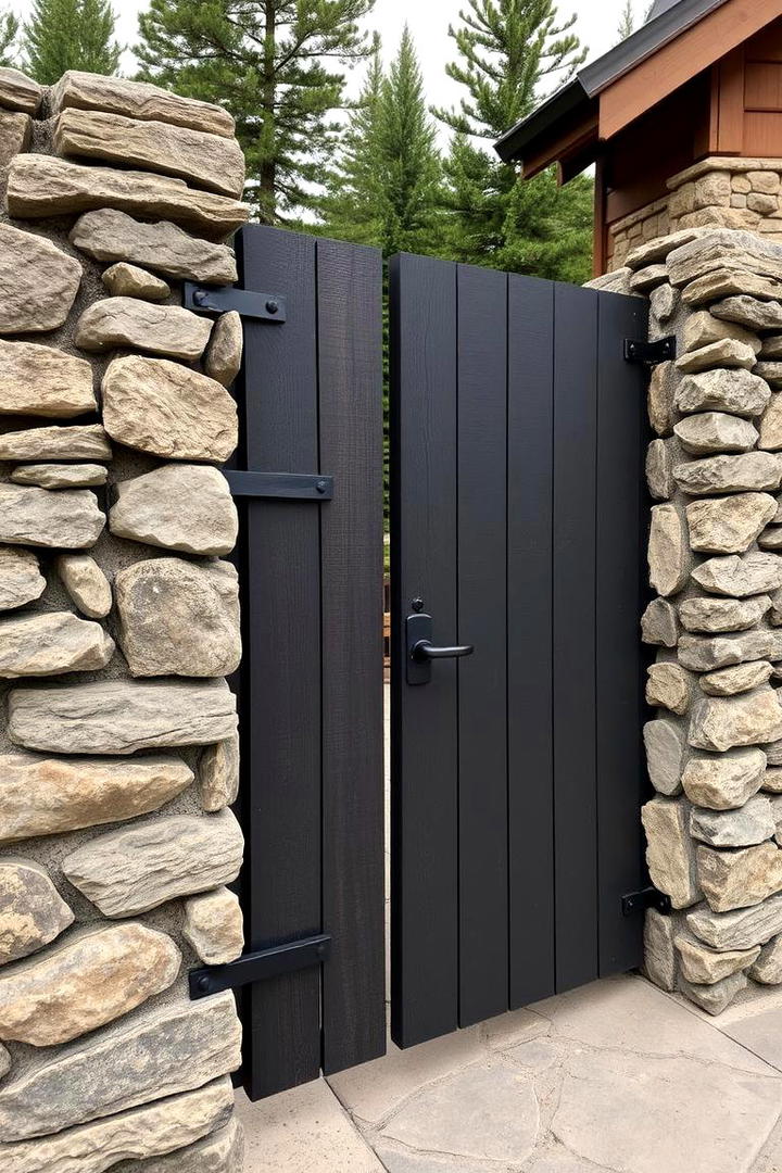 Textured Stone Accents - 30 Deck Gate Ideas