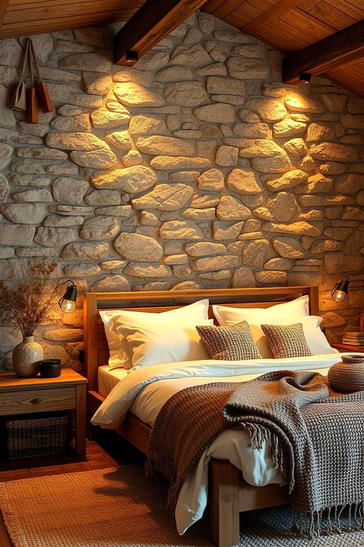 Textured Stone Wall - 30 Bedroom Accent Wall Ideas