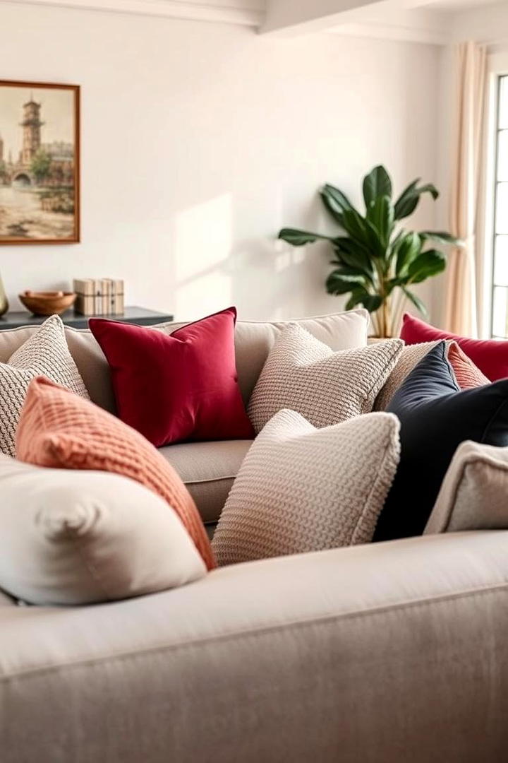 Textured Throw Pillows - 21 Cozy Living Room Ideas