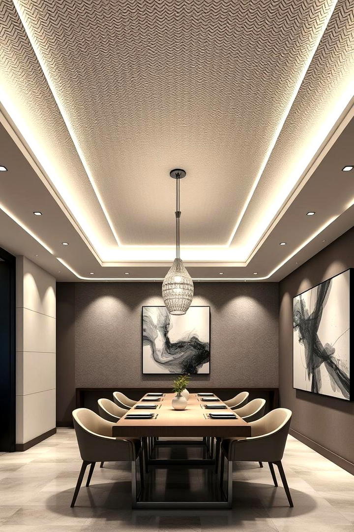 Textured Tray Ceiling - 30 Dining Room Ceiling Ideas