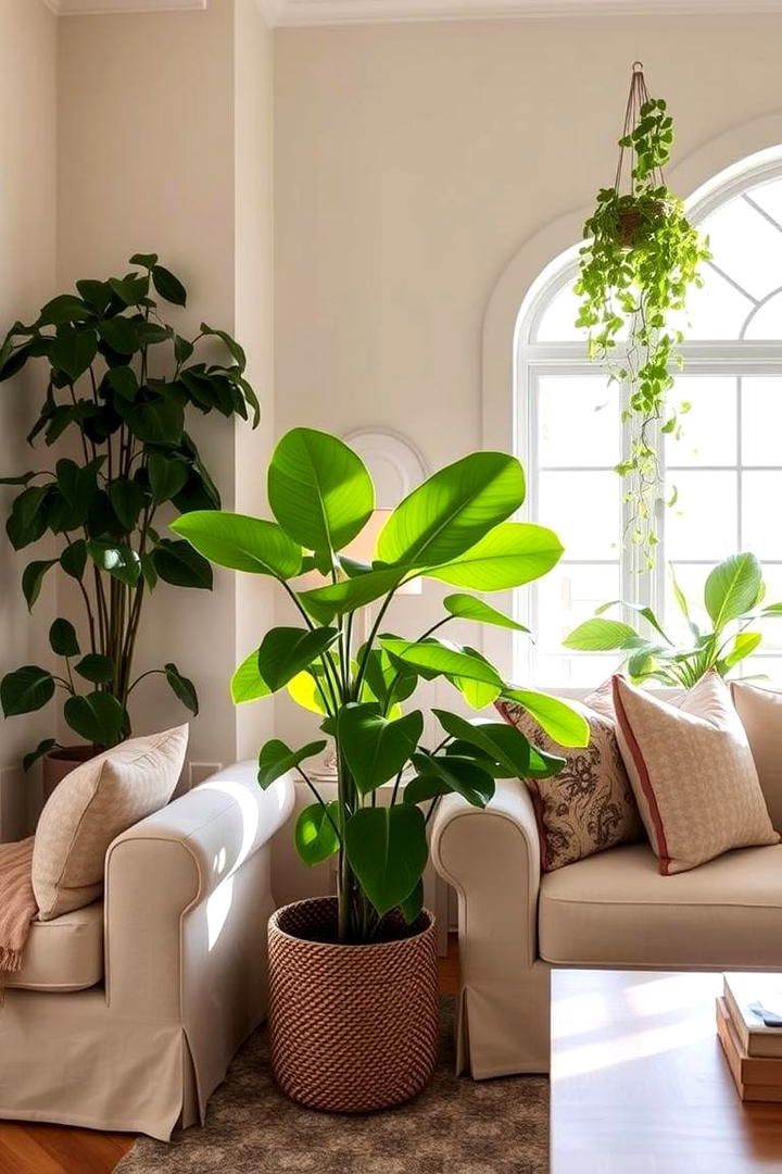 Thoughtful Greenery Placement - 21 Transitional Living Room Ideas