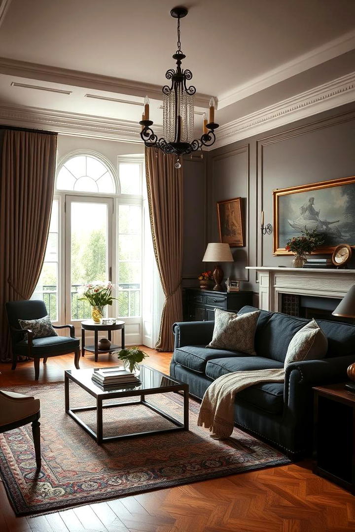 Timeless Black Couch in a Classic Setting - 21 Black Couch Living Room Ideas