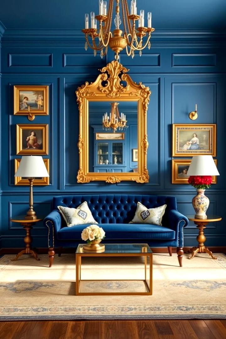 Timeless Blue Vibes with Modern Gold - 30 Blue and Gold Living Room Ideas