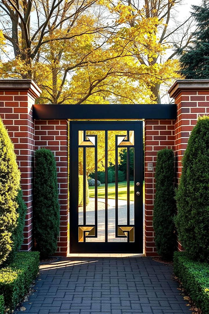 Timeless Brick and Metal Fusion - 30 garden gate ideas