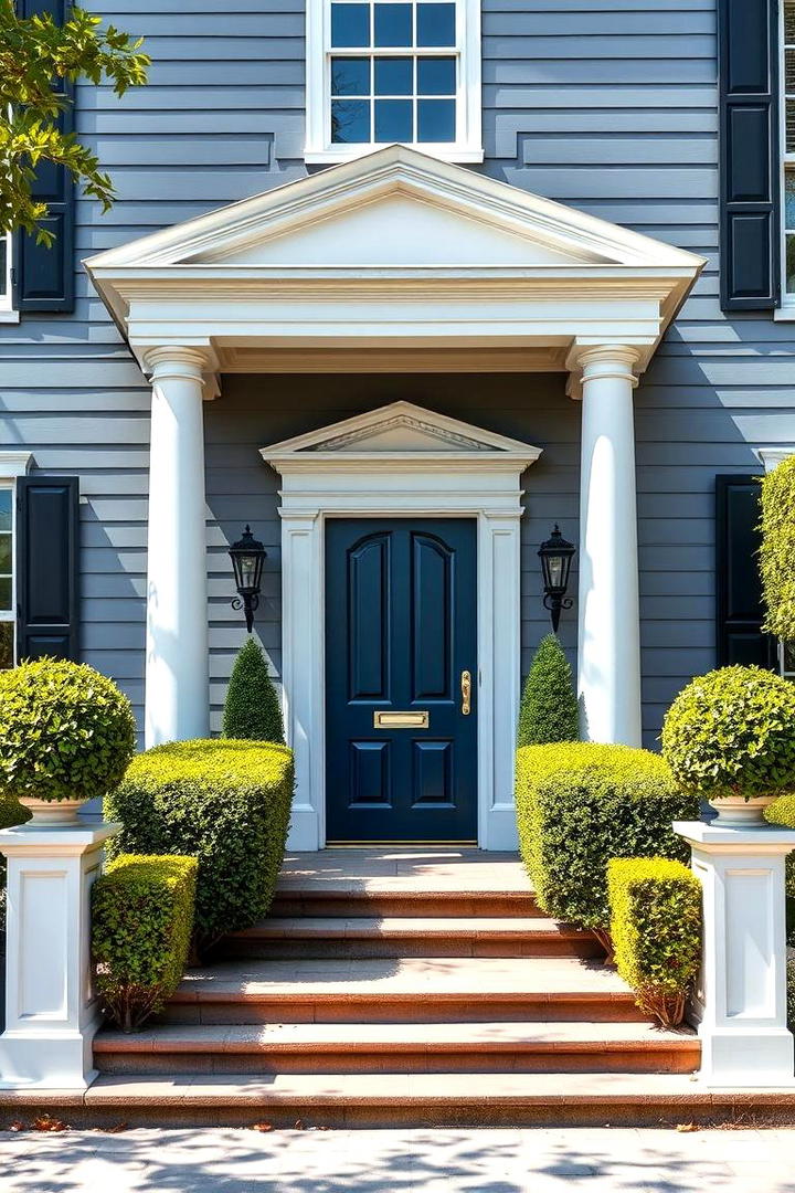 Timeless Colonial Look - 30 Grey House With Blue Door Ideas