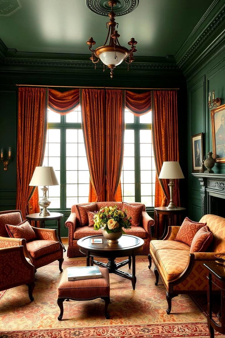 Timeless Green and Orange Classic Elegance - 30 Green and Orange Living Room Ideas