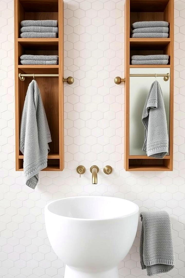 Towel Bars with Integrated Storage Solutions - 21 Small Bathroom Storage Ideas