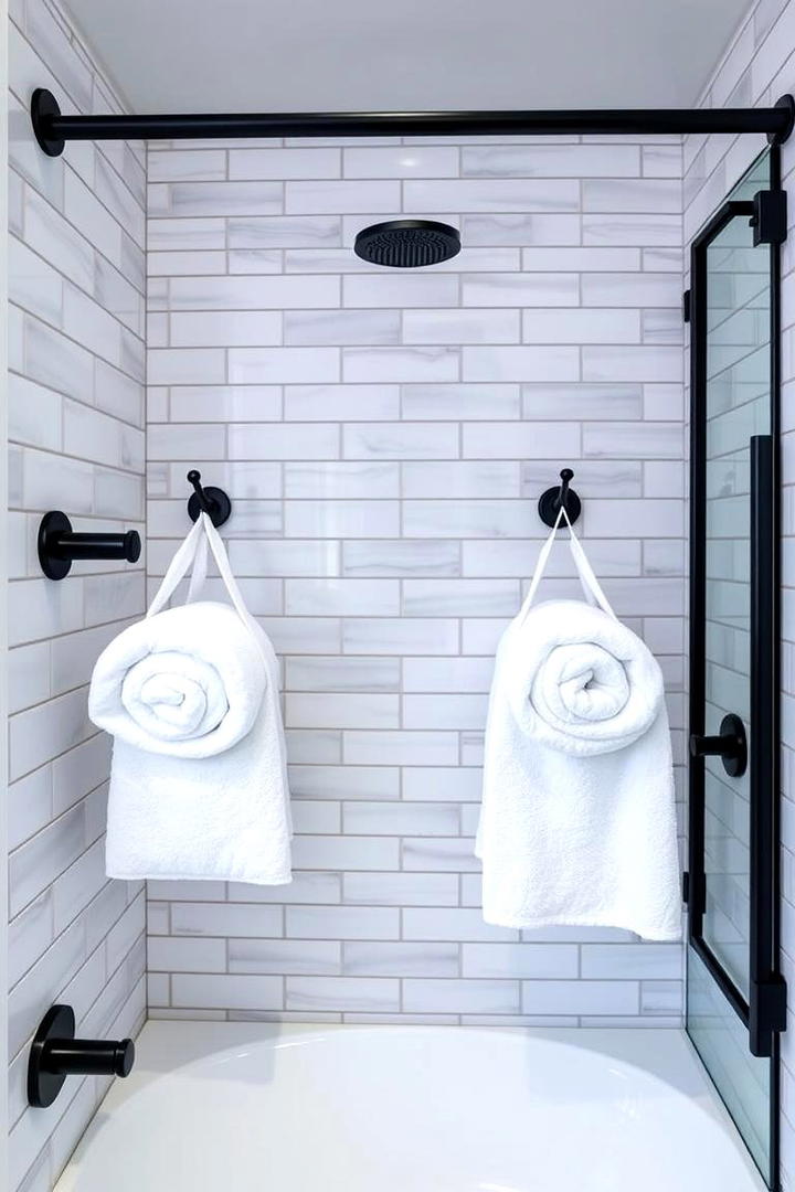 Towel Racks and Hooks Efficient Drying Solutions - 21 Bathroom Organization Ideas