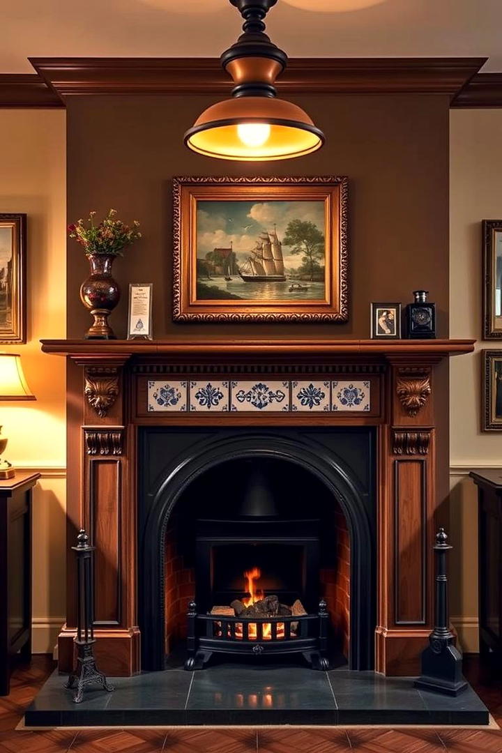 Traditional Mantel Hearth Blend - 30 Fireplace Hearth Ideas