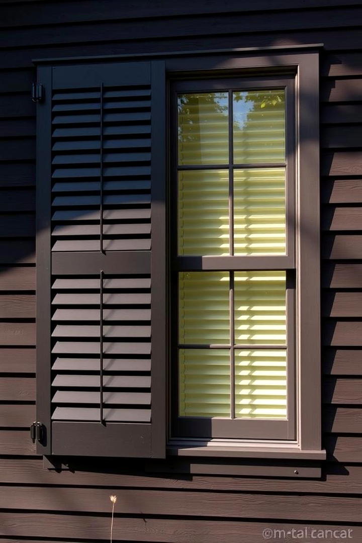 Traditional Window Shutters - 30 Dark Brown House With Black Trim