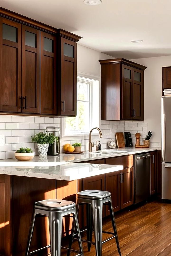 Transitional Design - 30 Dark Wood Kitchen Cabinets