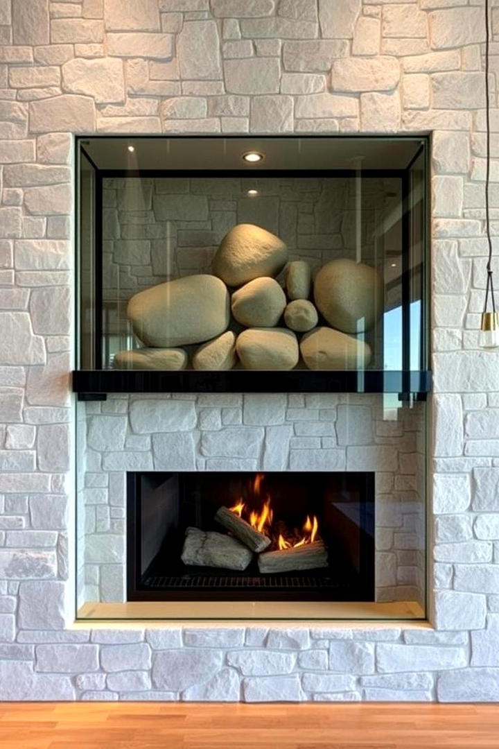 Transparent Contemporary Edge - 21 Stone Fireplace Ideas