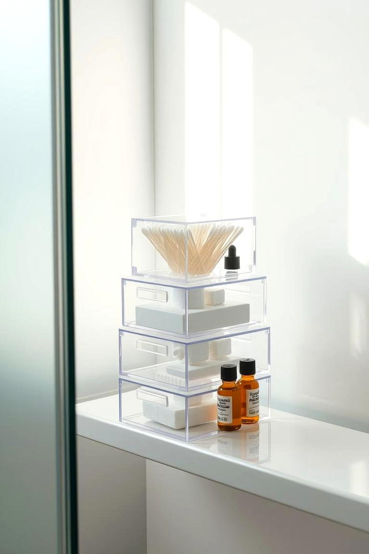 Transparent Storage Boxes for Minimalist Appeal - 30 Shower Storage Ideas