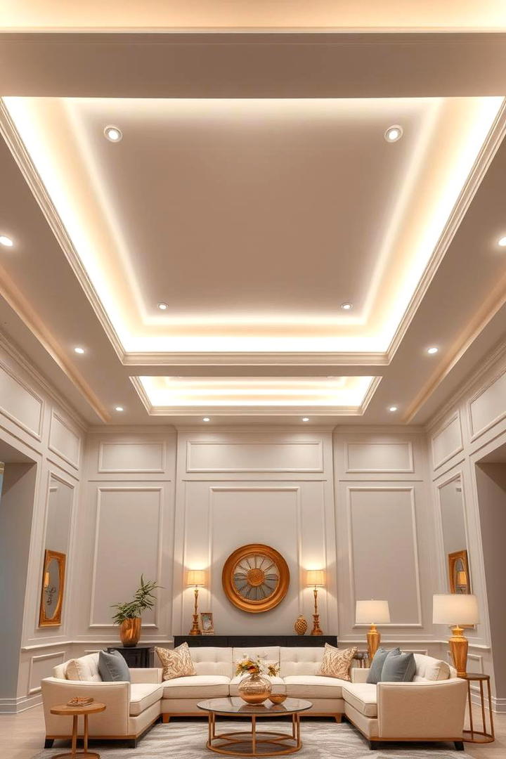 Tray Ceiling Elegance - 21 Living Room Ceiling Ideas