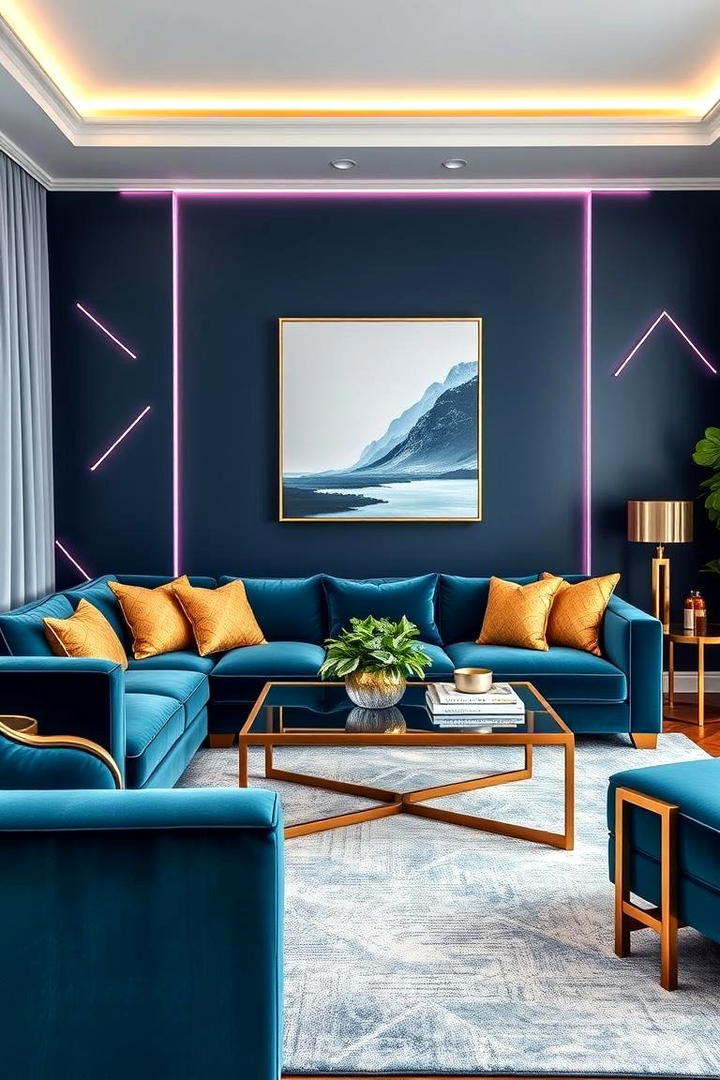 Trendy Blue Decor with Gold Finishes - 30 Blue and Gold Living Room Ideas