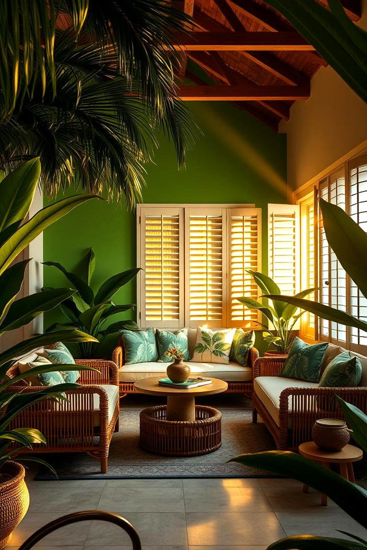 Tropical Foliage Inspired Wall - 21 Green Accent Wall Ideas