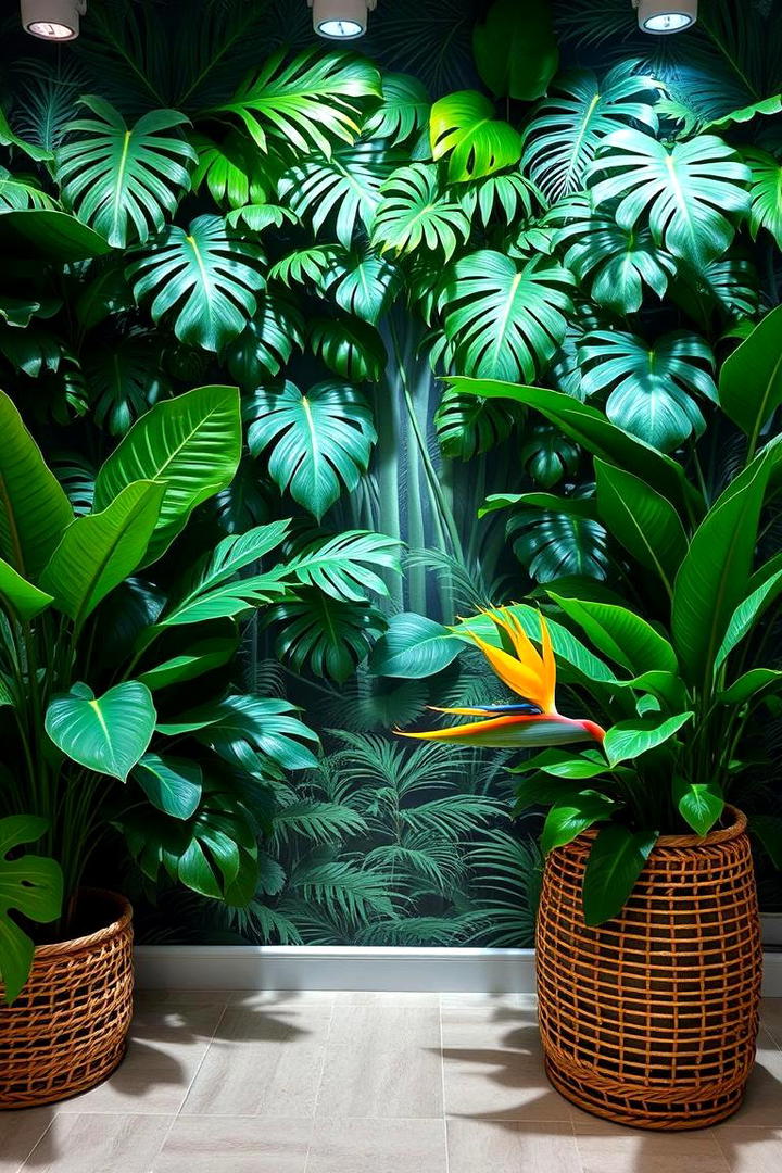 Tropical Foliage Wall - 30 Indoor Plant Wall Ideas