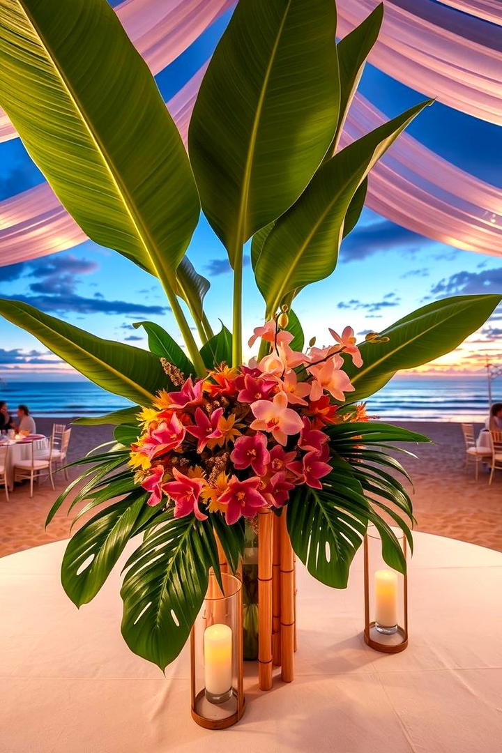 Tropical Oasis Centerpiece - 30 Tall Wedding Centerpiece Ideas