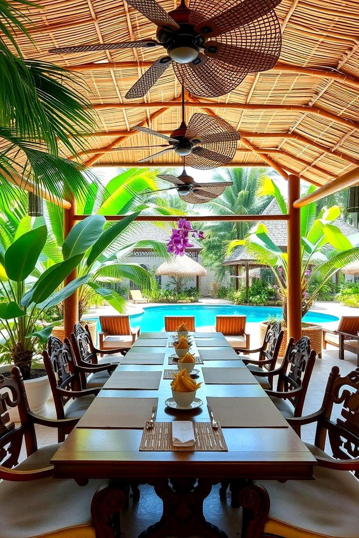 Tropical Oasis Dining - 30 Outdoor Dining Area Ideas