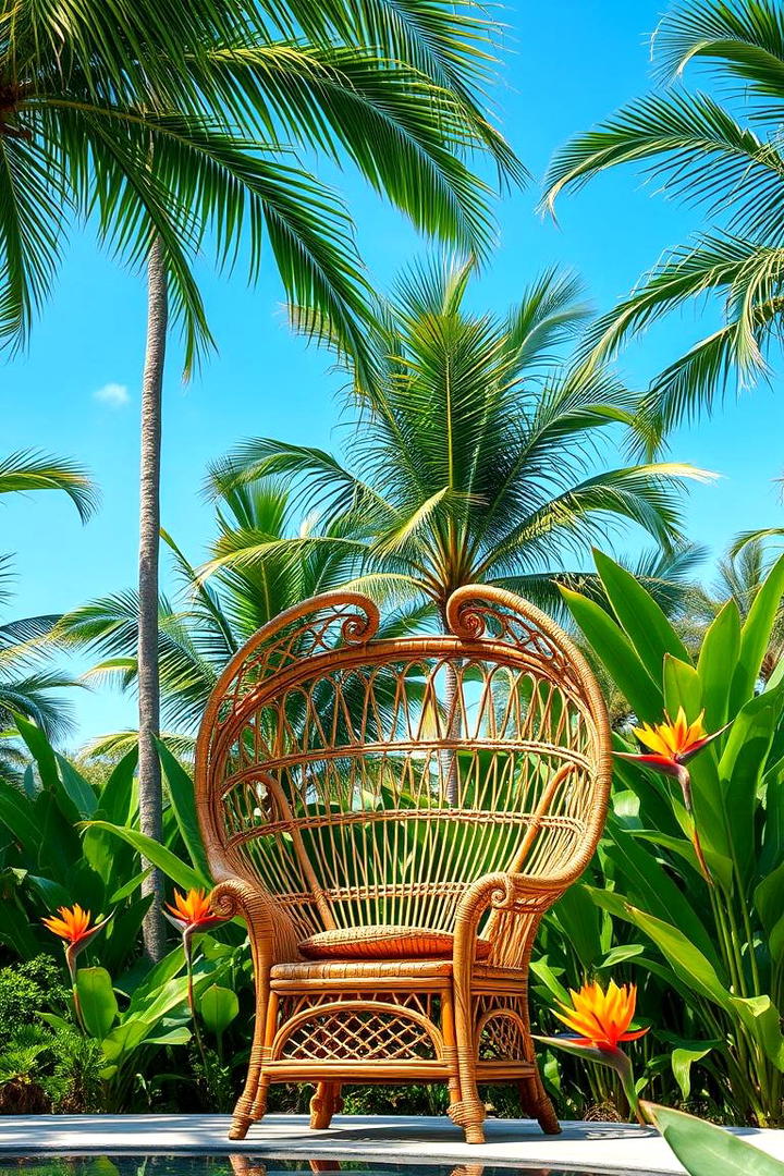 Tropical Rattan Garden Bench - 30 Garden Bench Ideas