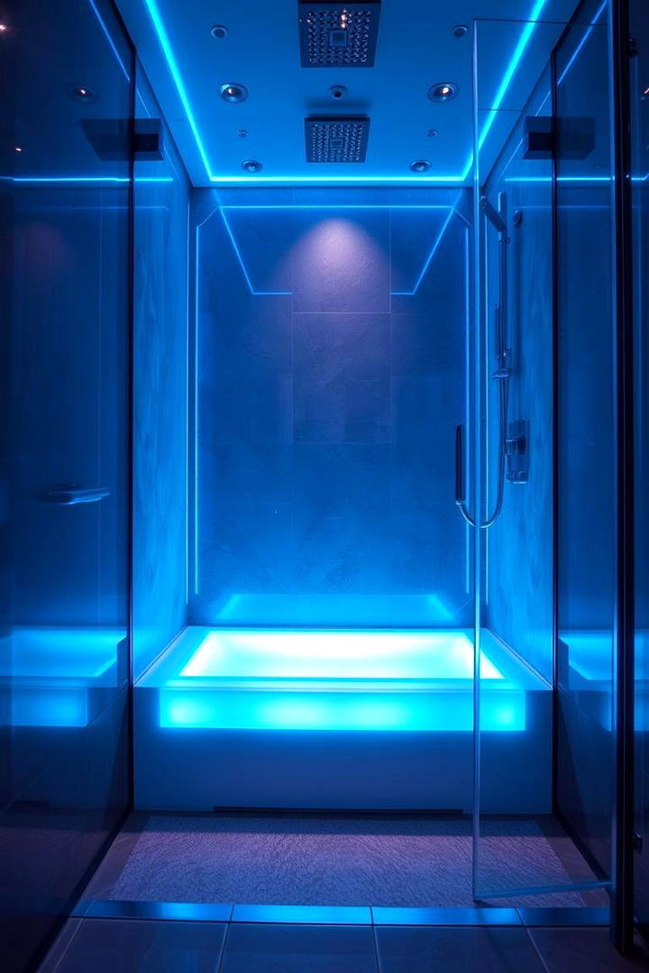 Ultra Modern Walk In Shower with LED Bench Accents - 21 Walk in Shower Ideas With Bench