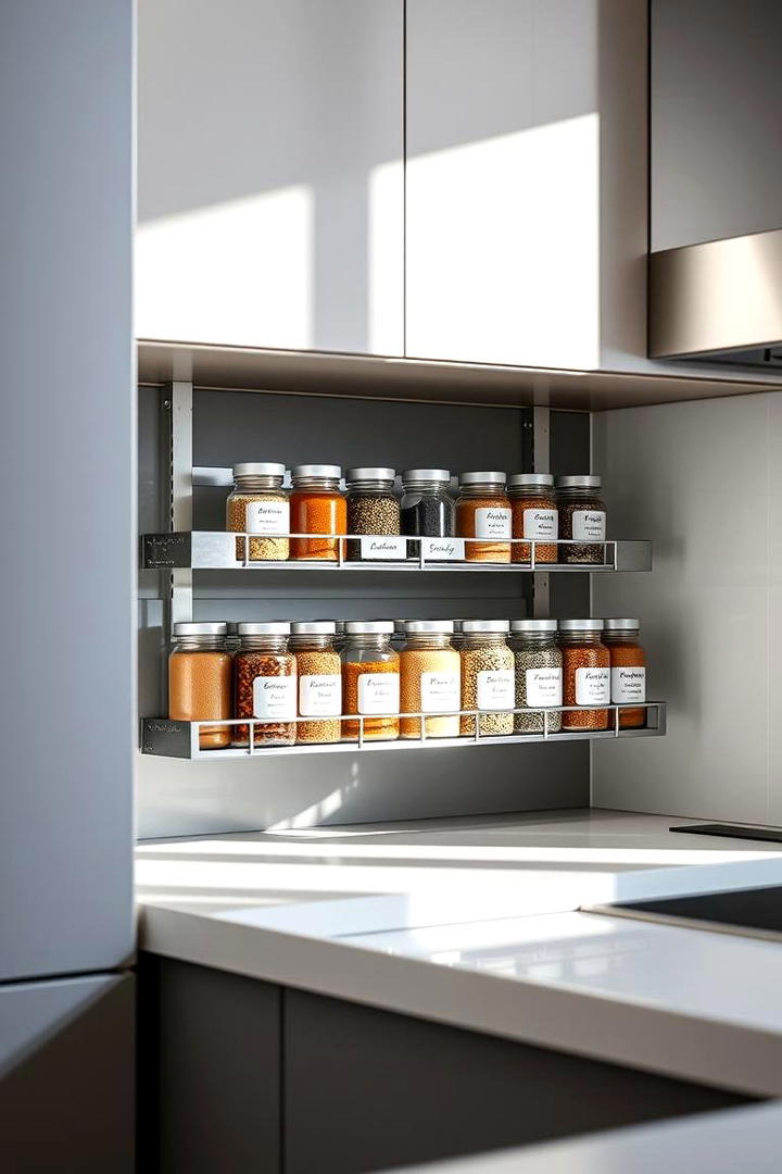 Under Cabinet Magnetic Spice Rack - 21 Small Kitchen Storage Ideas