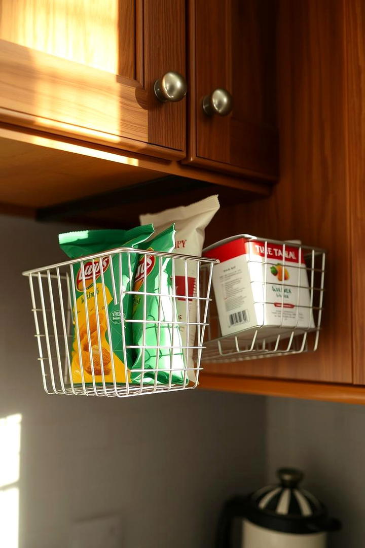 Under Shelf Baskets - 30 Snack Storage Ideas