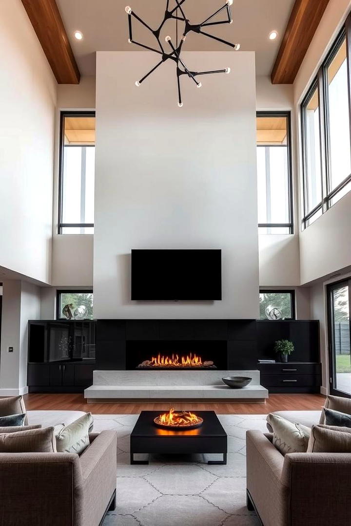 Until Inspired Electric Fireplace with Suspended TV Design - 30 Electric Fireplace Ideas With Tv Above