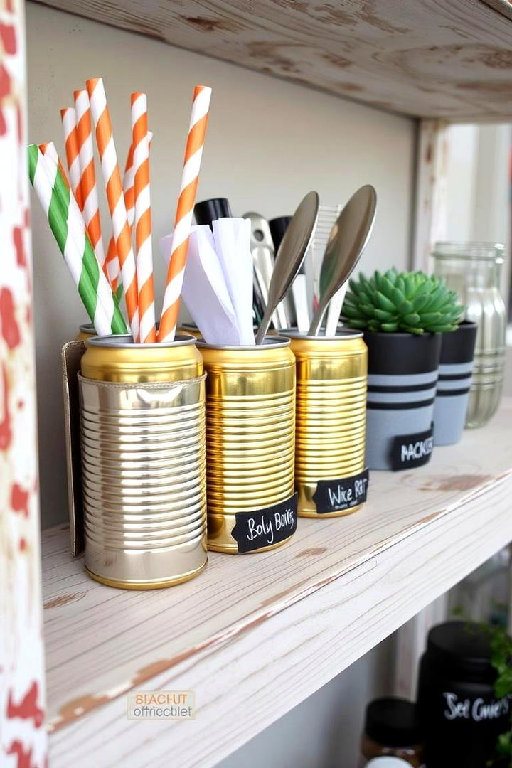 Upcycled Tin Can Bar - 30 Home Bar Ideas On A Budget