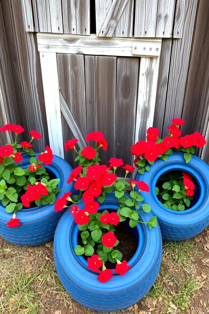 Upcycled Tire Planters - 30 Garden Art Ideas