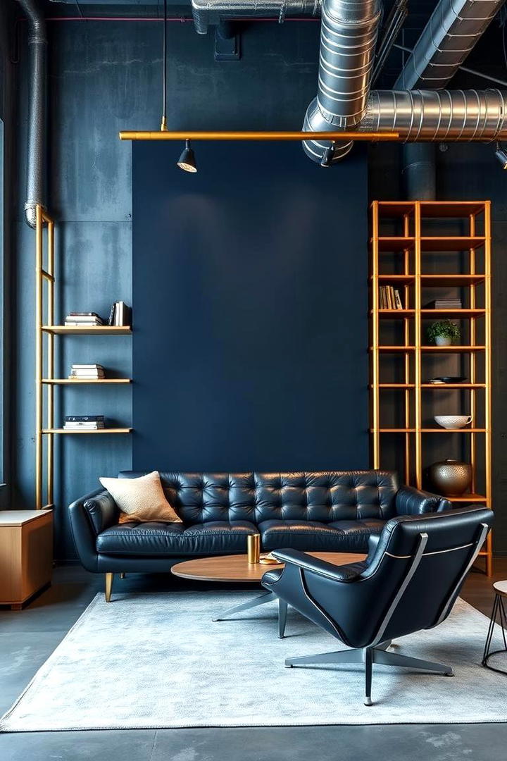 Urban Blue Style with Classic Gold - 30 Blue and Gold Living Room Ideas