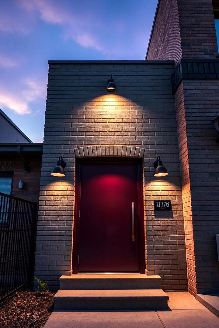 Urban Brick Gray with Bold Maroon Details - 30 Exterior Brick and Paint Color Combinations