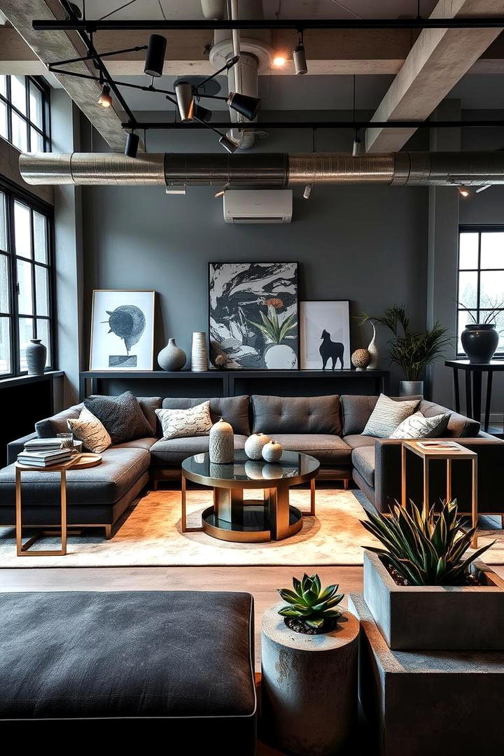 Urban Chic Inspirations - 21 dark grey couch living room ideas