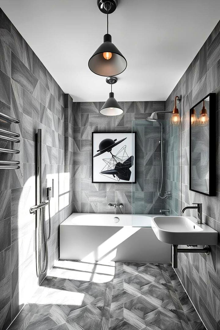 Urban Chic Statement - 21 Grey Tile Bathroom Ideas