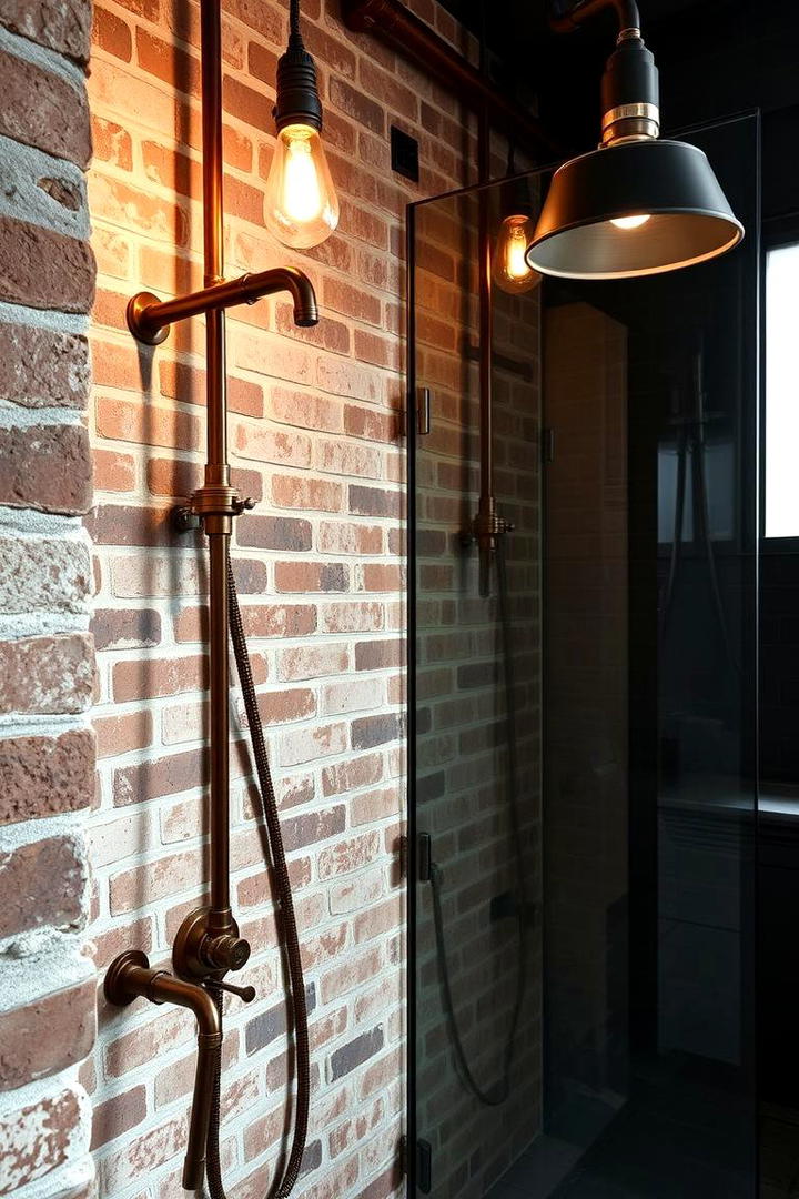 Urban Chic with Exposed Brick - 30 Half-wall Shower Ideas